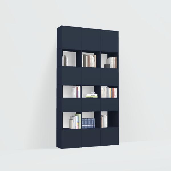 Bookcase in Blue with Doors and Drawers