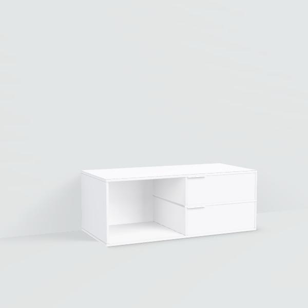 Shoe Rack in White with Drawers and Backpanels