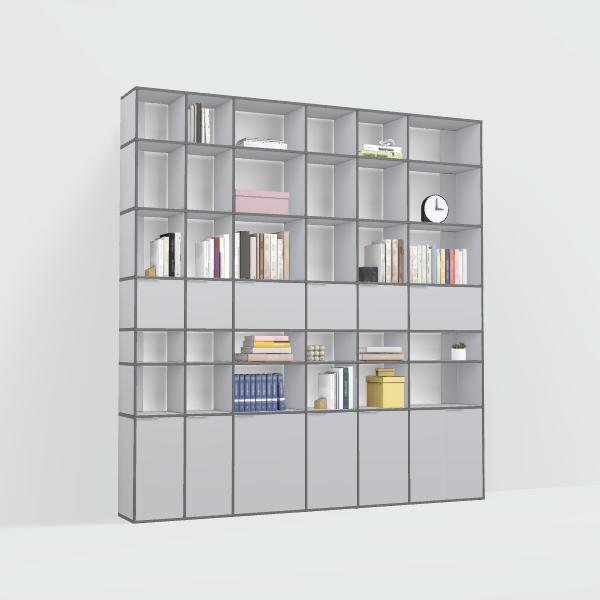 Wall Storage in Grey with Doors and Bottom Storage