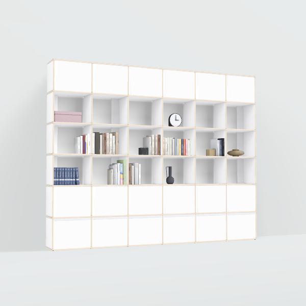 Wall Storage in White with Doors and Drawers