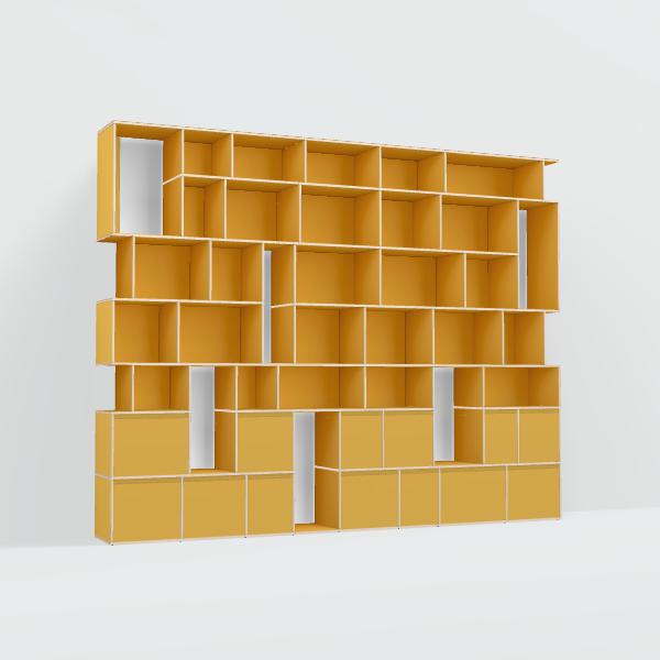 Vinyl Storage in Yellow with Drawers and Backpanels