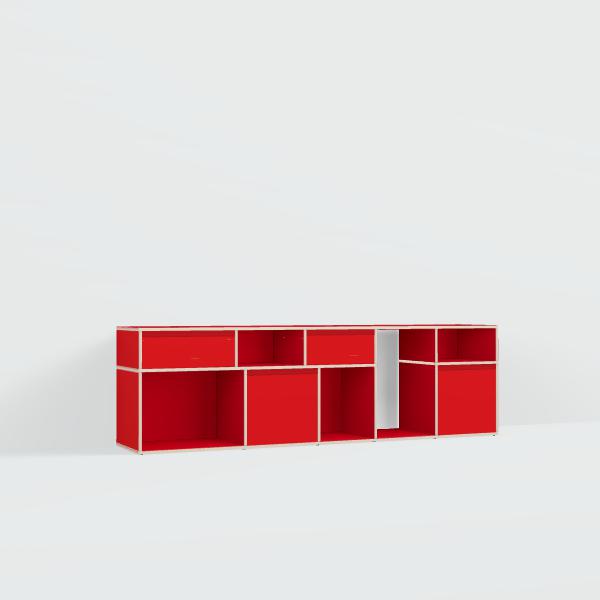 Vinyl Storage in Red with Drawers and Backpanels
