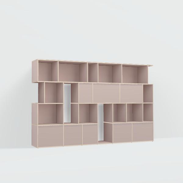 Vinyl Storage in Pink with Drawers and Backpanels