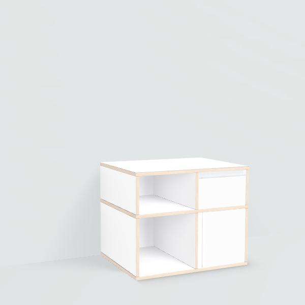 Bedside Table in White with Doors and Drawers