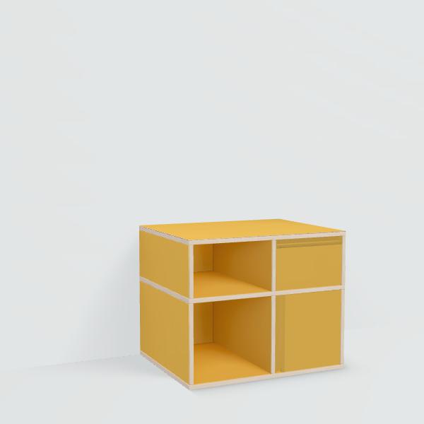 Bedside Table in Yellow with Doors and Drawers