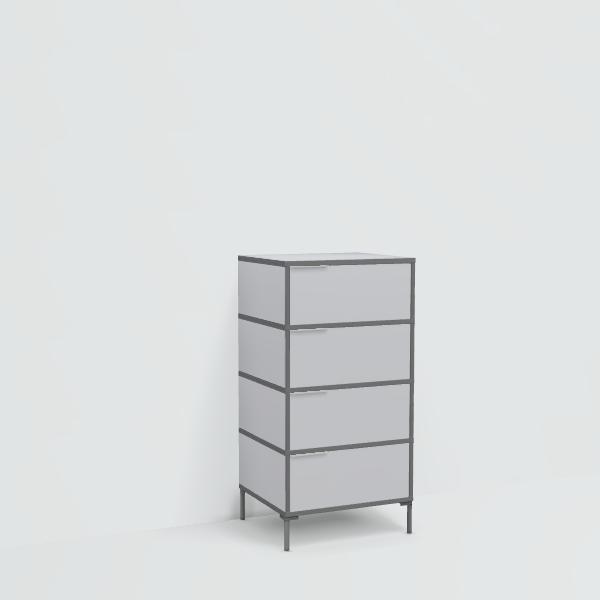 Bedside Table in Grey with Drawers and Backpanels