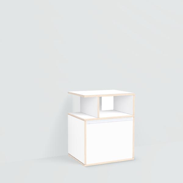 Bedside Table in White with Drawers