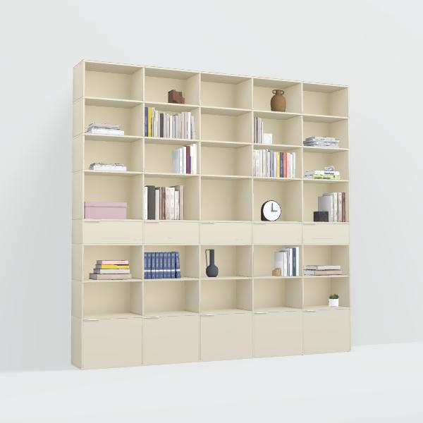 Wall Storage in Beige with Doors and Drawers