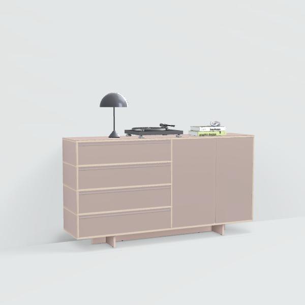 Sideboard in Pink with Doors and Drawers