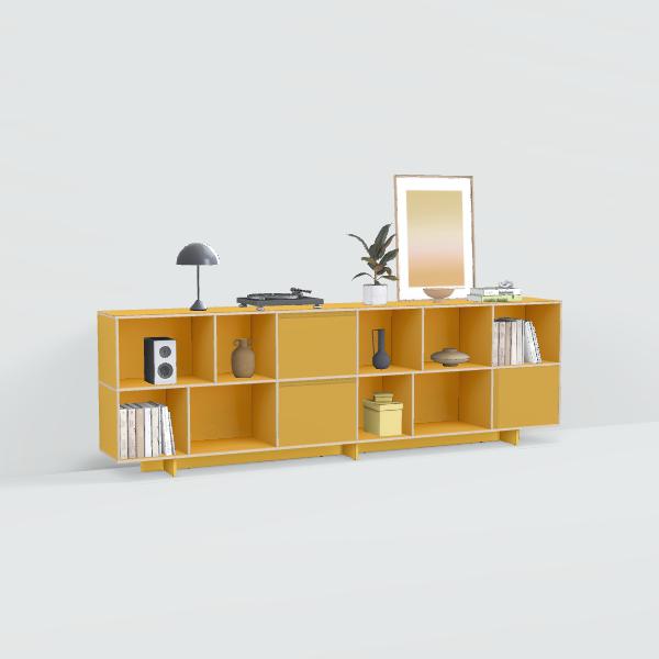 Sideboard in Yellow with Doors and Drawers