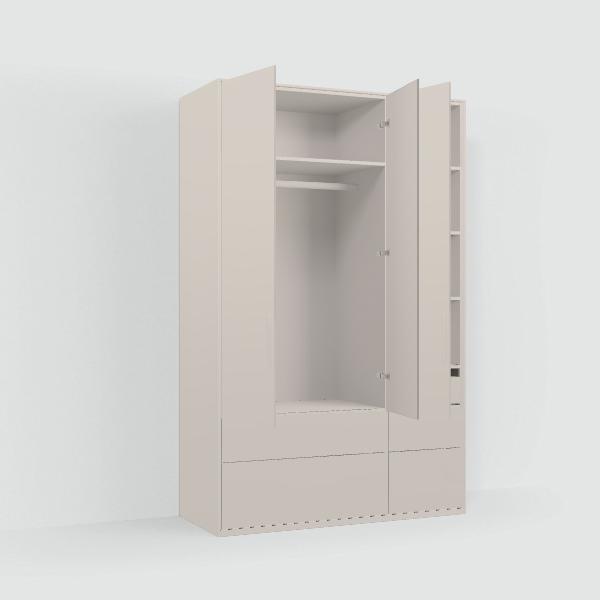 Tone Wardrobe in Beige with Internal and External Drawers