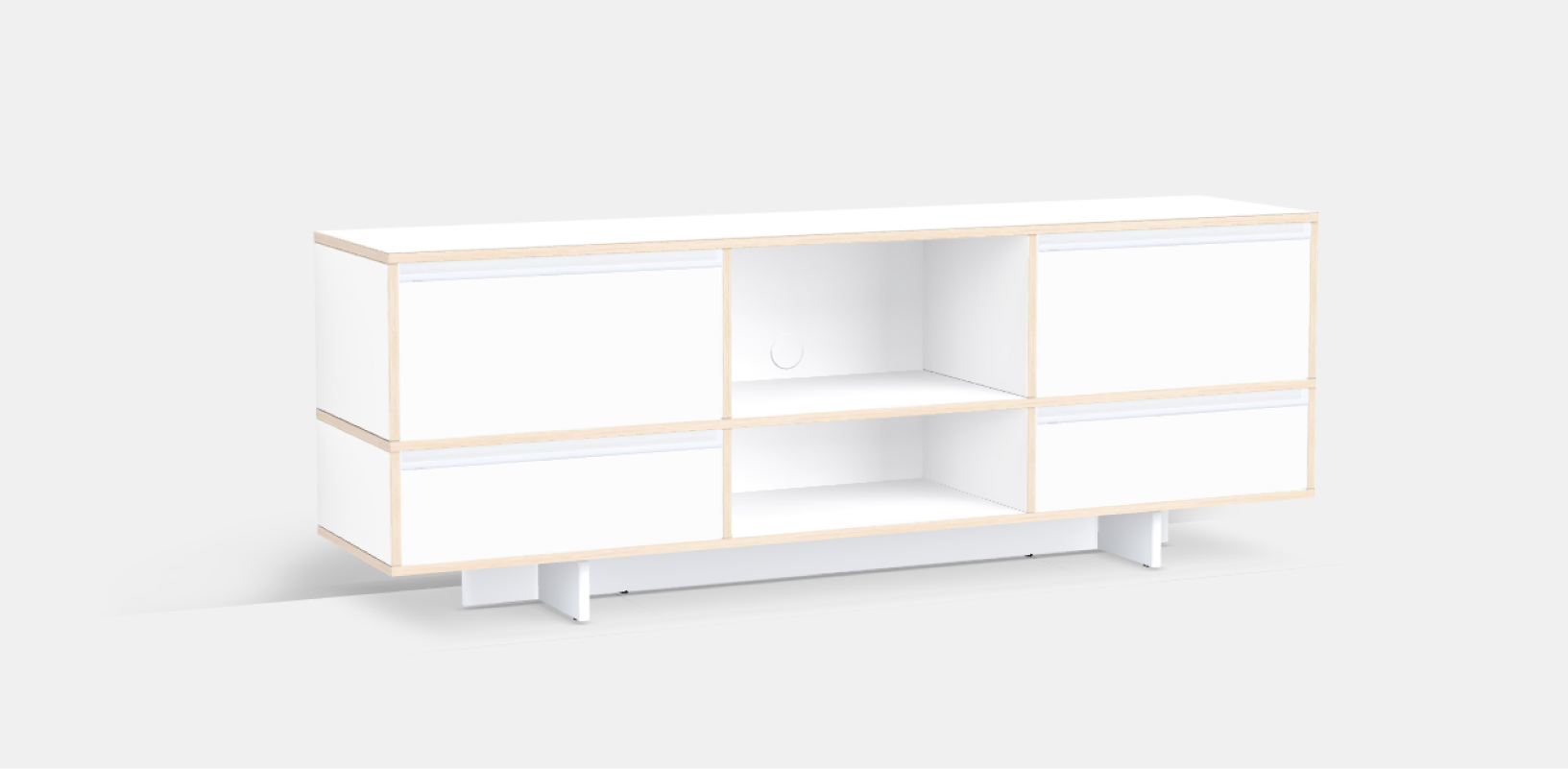 TV Stand in White with Drawers and Cable Opening
